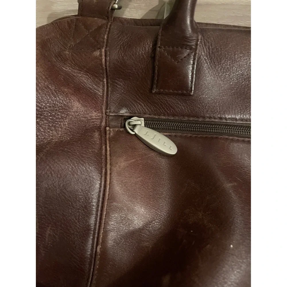 Vintage Leather J Jill Brown Satchel Large Tote Computer Bag Purse Teachercore